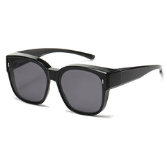 Black sunglasses with dark lenses and rectangular frames