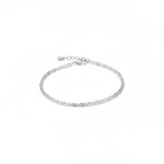 Silver twisted chain bracelet with adjustable clasp and link texture