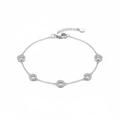 925 sterling silver chain bracelet with round pave-style links and center charm