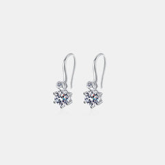 925 sterling silver drop earrings with round moissanite cluster and halo stones