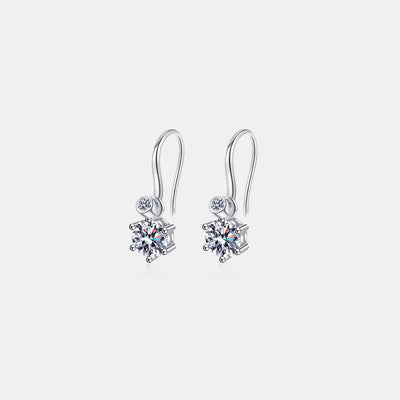 925 sterling silver drop earrings with round moissanite cluster and halo stones