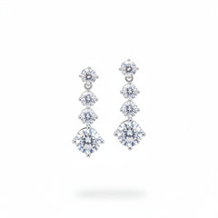 925 sterling silver drop stud earrings with four prong-set round moissanite stones