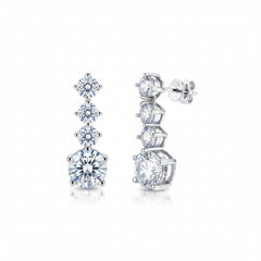 925 sterling silver moissanite drop stud earrings with four stones and back posts