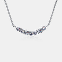 925 sterling silver moissanite necklace with curved row of sparkling stones