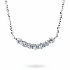 925 sterling silver moissanite necklace with curved row of sparkling moissanite stones