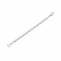 Silver chain bracelet with heart link stations and small hook end