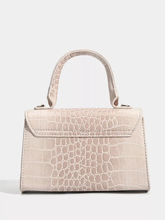 Off-white croc-embossed top-handle handbag with front flap and handles