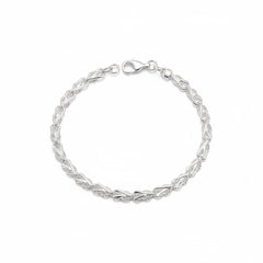 Silver twisted link bracelet with open-heart clasp