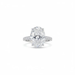Sterling silver oval solitaire ring with prong-set center stone and slim shank