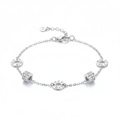 925 sterling silver chain bracelet with Roman numeral disc charms and clasp