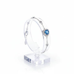 925 sterling silver bracelet with blue heart gemstone and small circular side stones