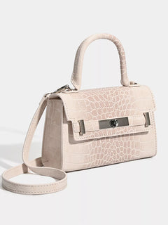 Off-white croc-embossed top-handle handbag with detachable shoulder strap