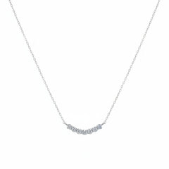 925 sterling silver moissanite necklace with small curved stone arc on fine chain